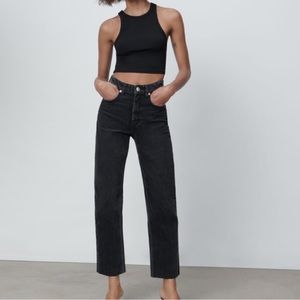 Zara Hi Rise Straight Leg Jeans